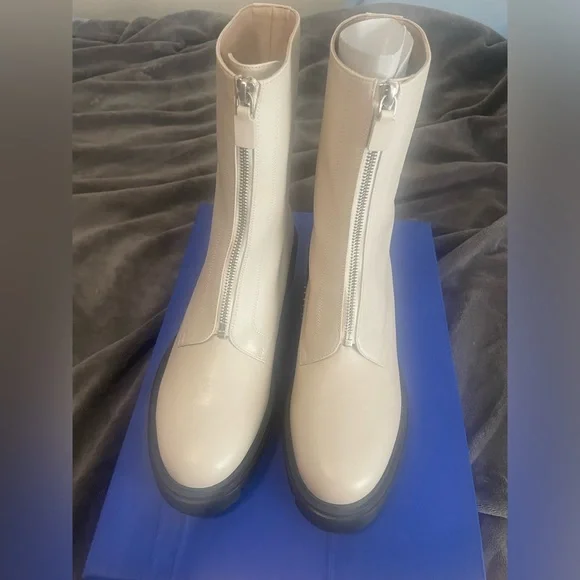 Stuart weitzman soho zip booties oat cream lug sole shoes 12 b new NIB ladies - Picture 3 of 17